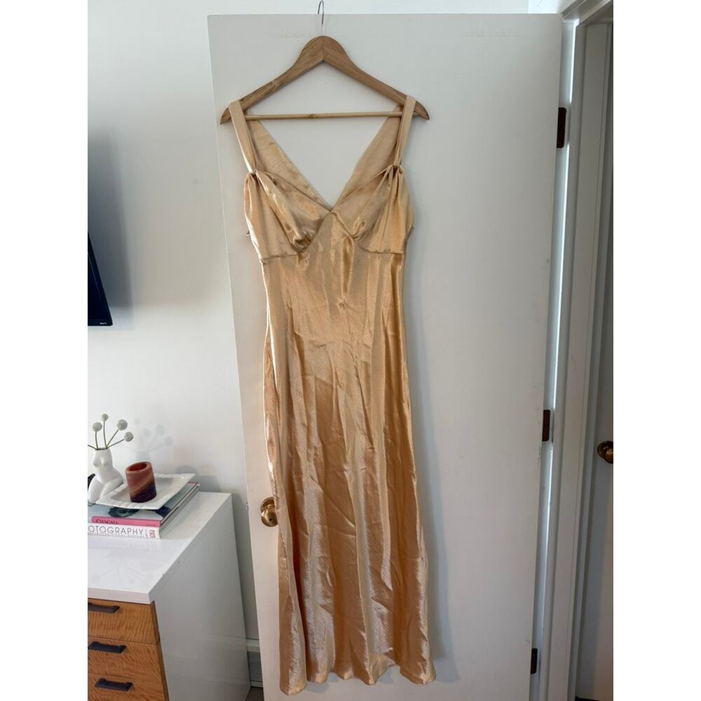 Topshop Gold Satin Maxi Slip Dress NWT Size US 12 ✨